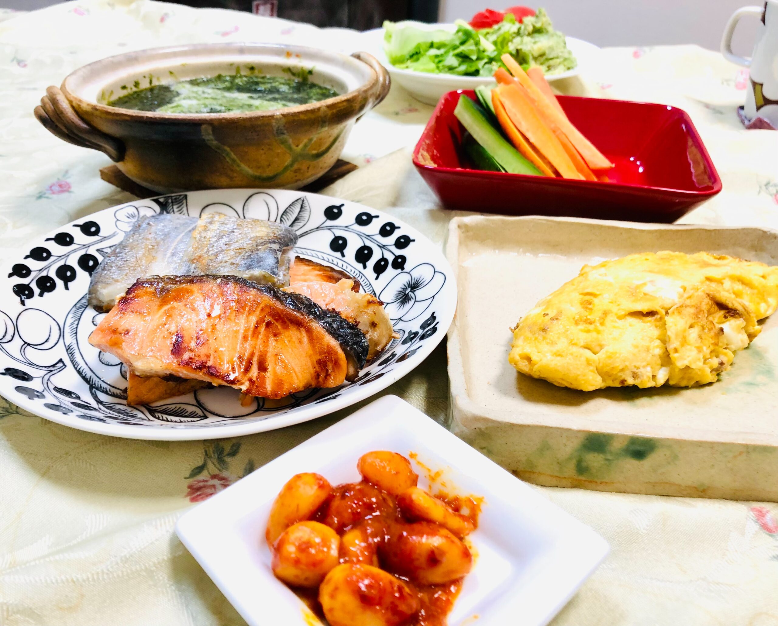 今日の晩酌　和食・玉子焼き・焼き魚・青海苔豆腐：2021年11月17日